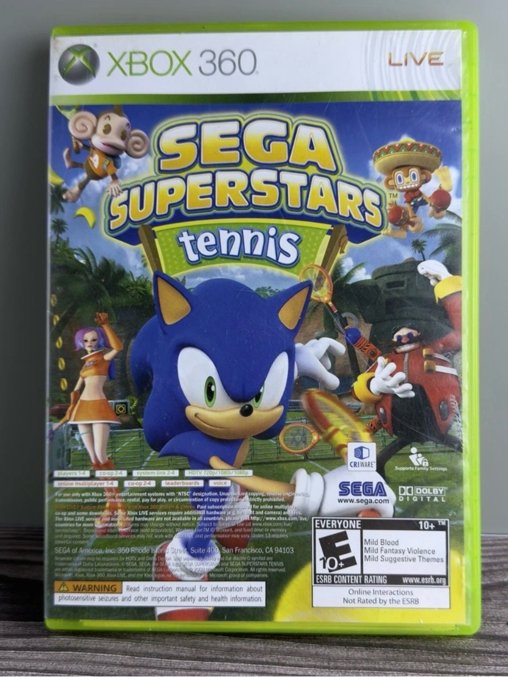 Sega Superstars Tennis + Xbox Live Arcade (Xbox 360) CIB Tested Works